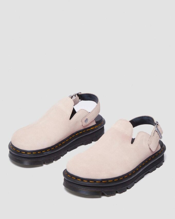 Zebzag Wildleder-Slingback-Platform-Pantoletten