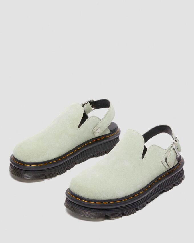 Zebzag Wildleder-Slingback-Platform-Pantoletten