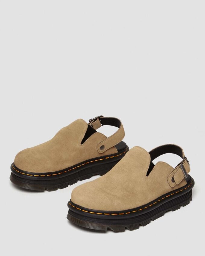 Zebzag Wildleder-Slingback-Platform-Pantoletten