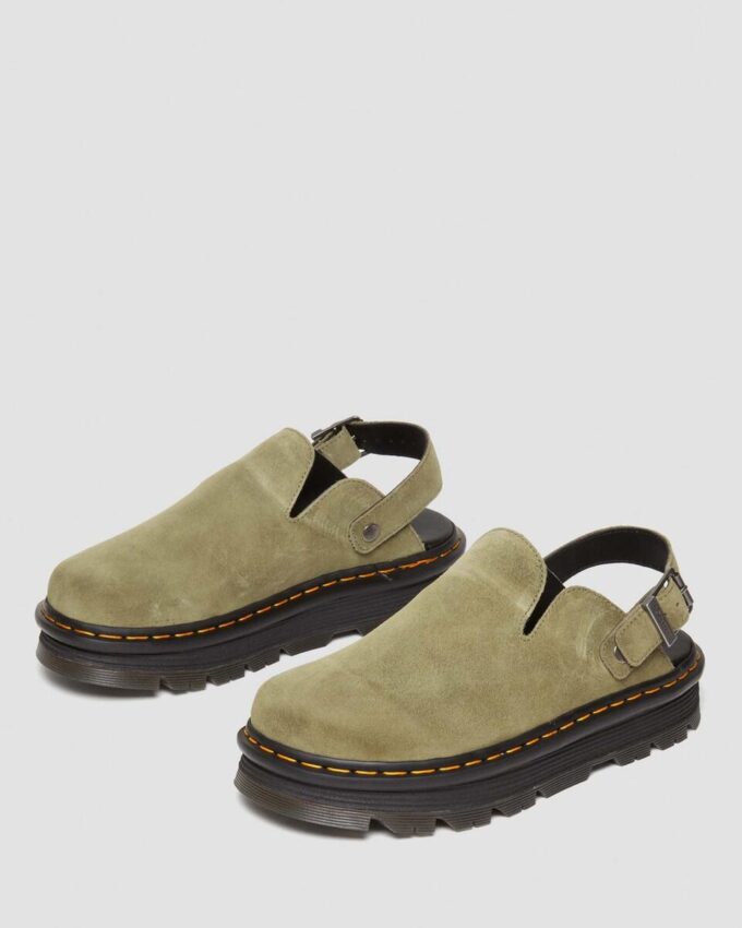 Zebzag Wildleder-Slingback-Platform-Pantoletten