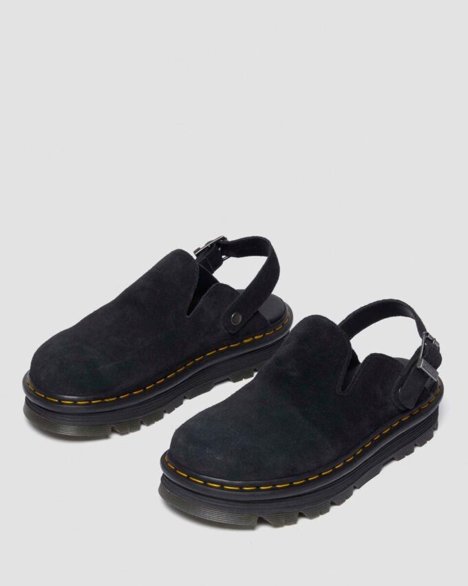Zebzag Wildleder-Slingback-Platform-Pantoletten