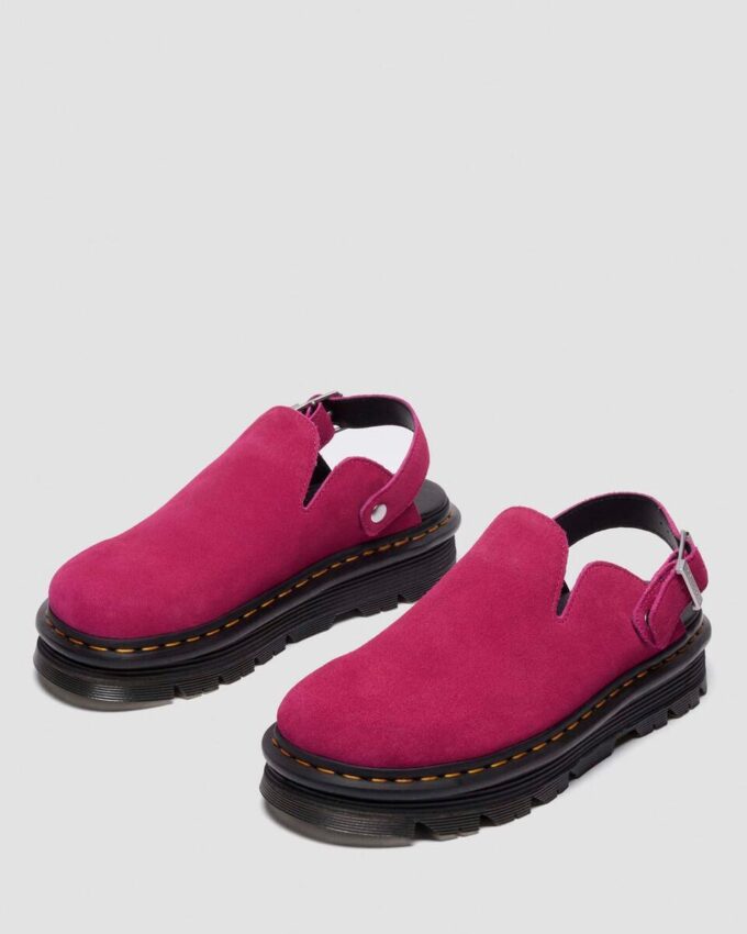 Zebzag Wildleder-Slingback-Platform-Pantoletten