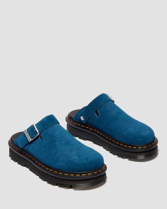 Zebzag Wildleder-Slingback-Platform-Pantoletten