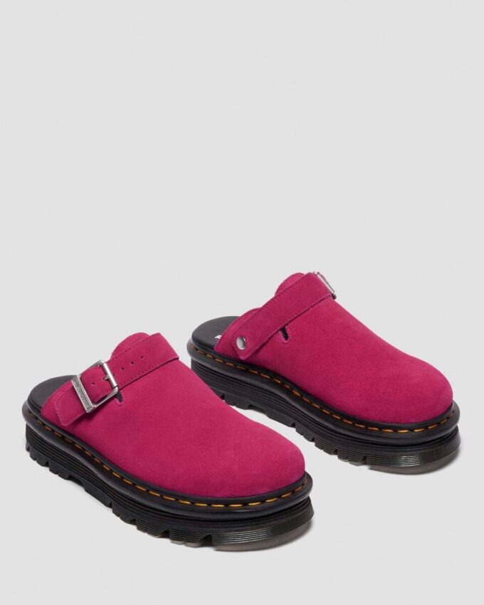 Zebzag Wildleder-Slingback-Platform-Pantoletten