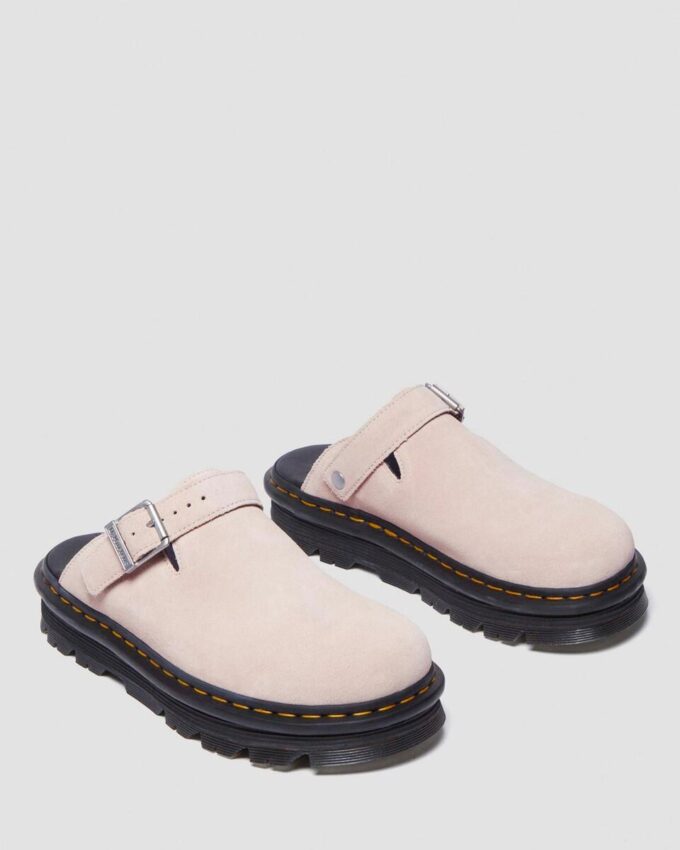 Zebzag Wildleder-Slingback-Platform-Pantoletten