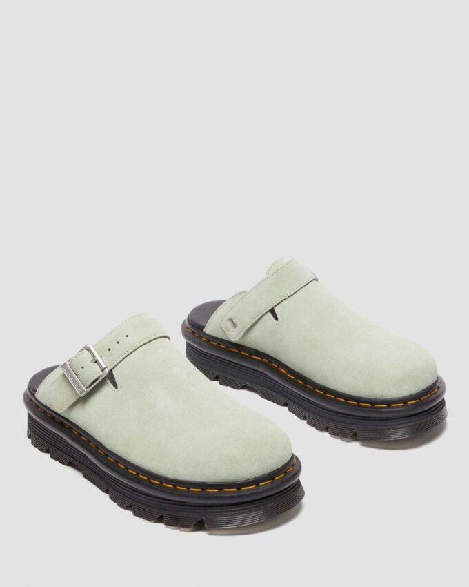 Zebzag Wildleder-Slingback-Platform-Pantoletten