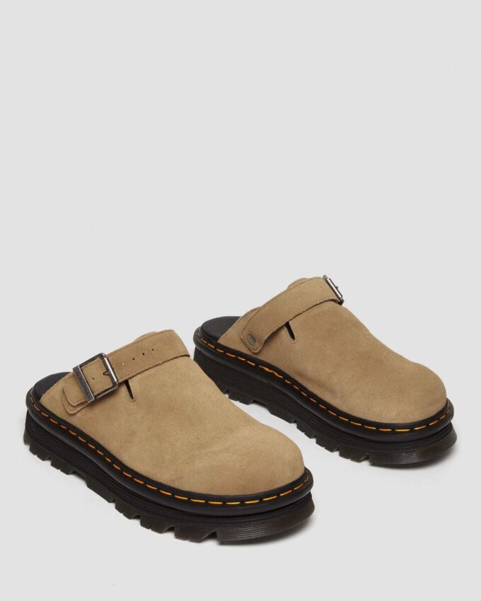 Zebzag Wildleder-Slingback-Platform-Pantoletten