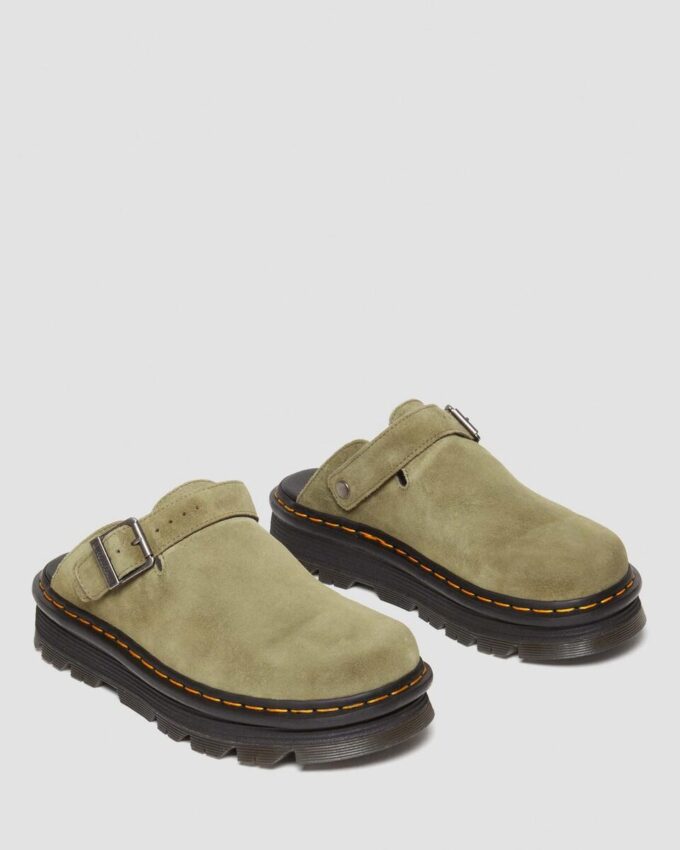 Zebzag Wildleder-Slingback-Platform-Pantoletten