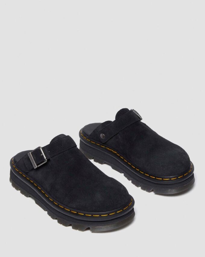 Zebzag Wildleder-Slingback-Platform-Pantoletten