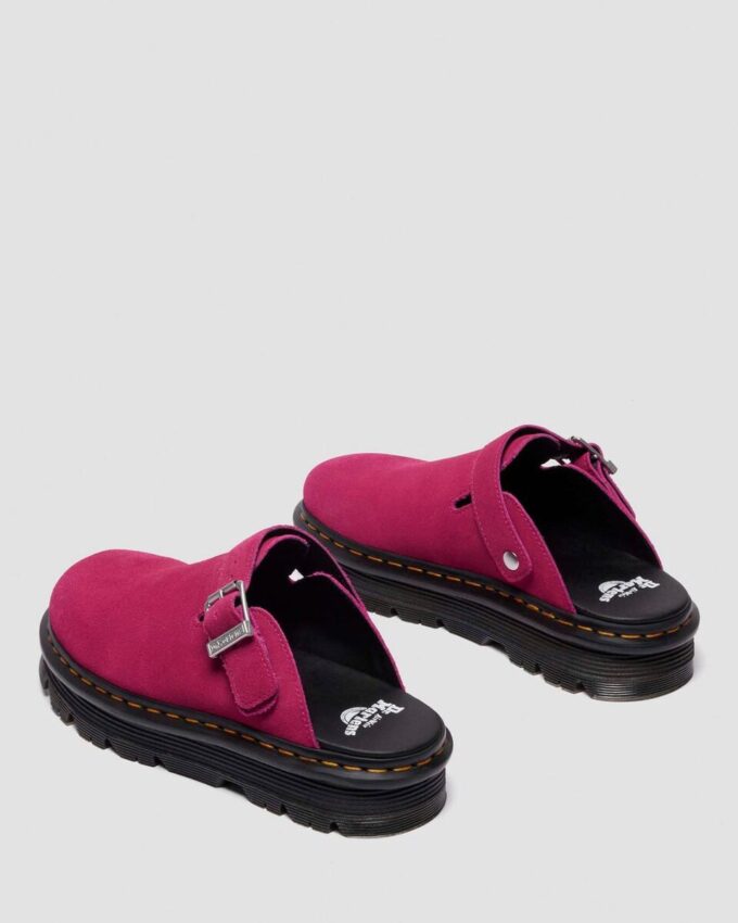 Zebzag Wildleder-Slingback-Platform-Pantoletten