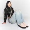 Zebzag Wildleder-Slingback-Platform-Pantoletten