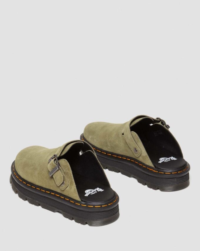 Zebzag Wildleder-Slingback-Platform-Pantoletten