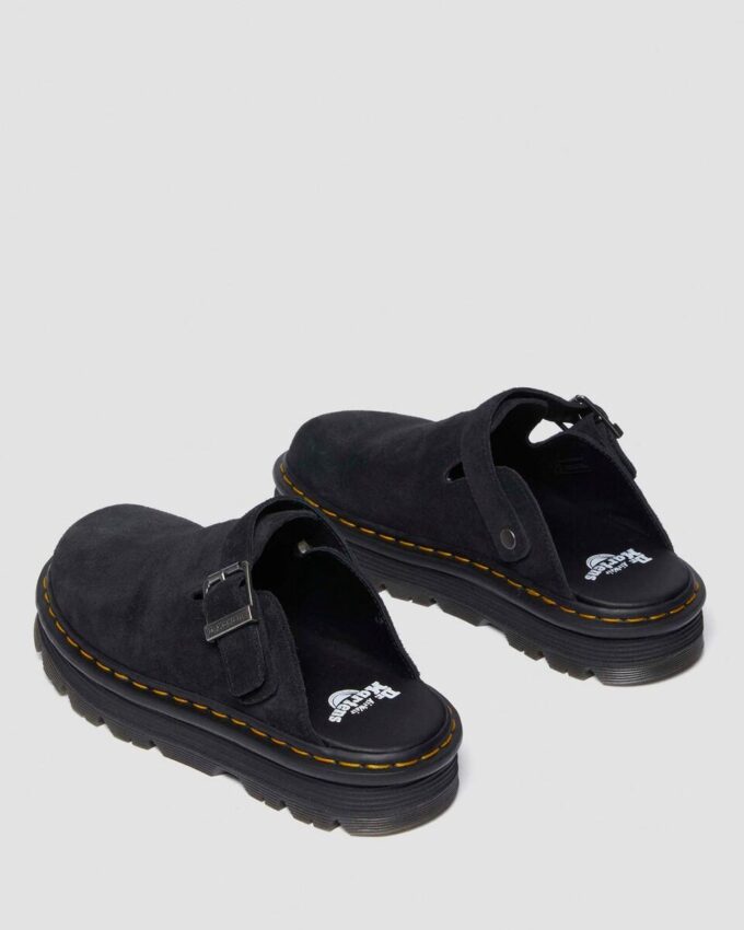 Zebzag Wildleder-Slingback-Platform-Pantoletten