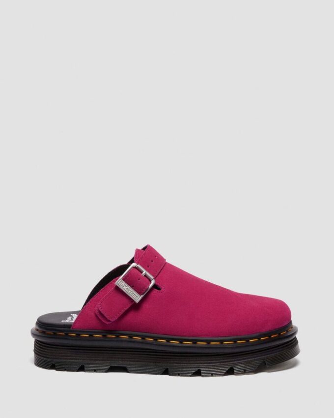 Zebzag Wildleder-Slingback-Platform-Pantoletten