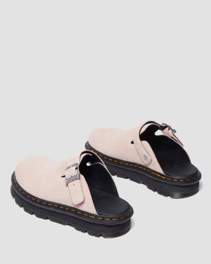 Zebzag Wildleder-Slingback-Platform-Pantoletten
