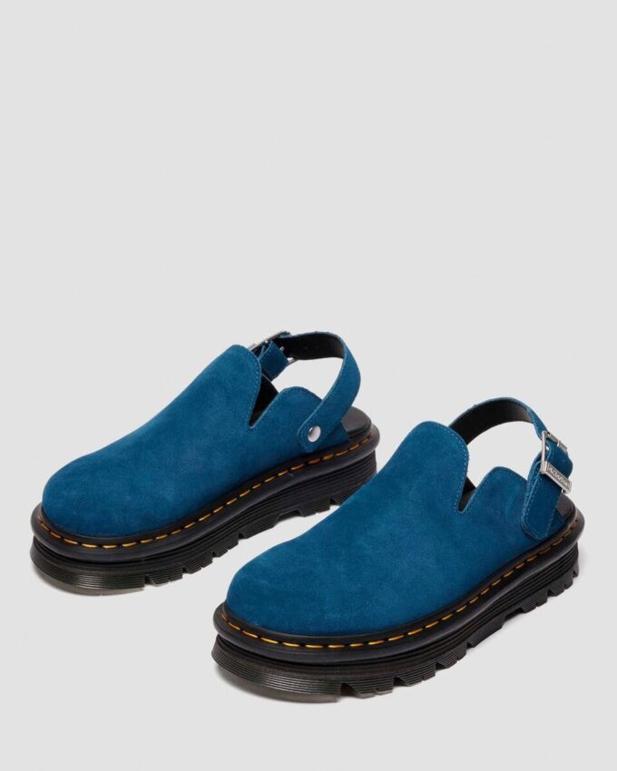 Zebzag Wildleder-Slingback-Platform-Pantoletten