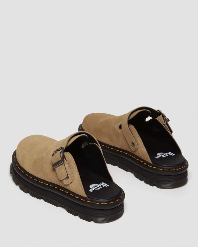 Zebzag Wildleder-Slingback-Platform-Pantoletten