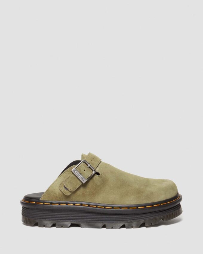 Zebzag Wildleder-Slingback-Platform-Pantoletten