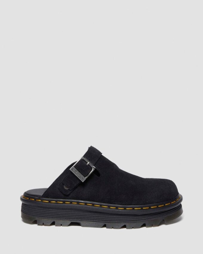 Zebzag Wildleder-Slingback-Platform-Pantoletten