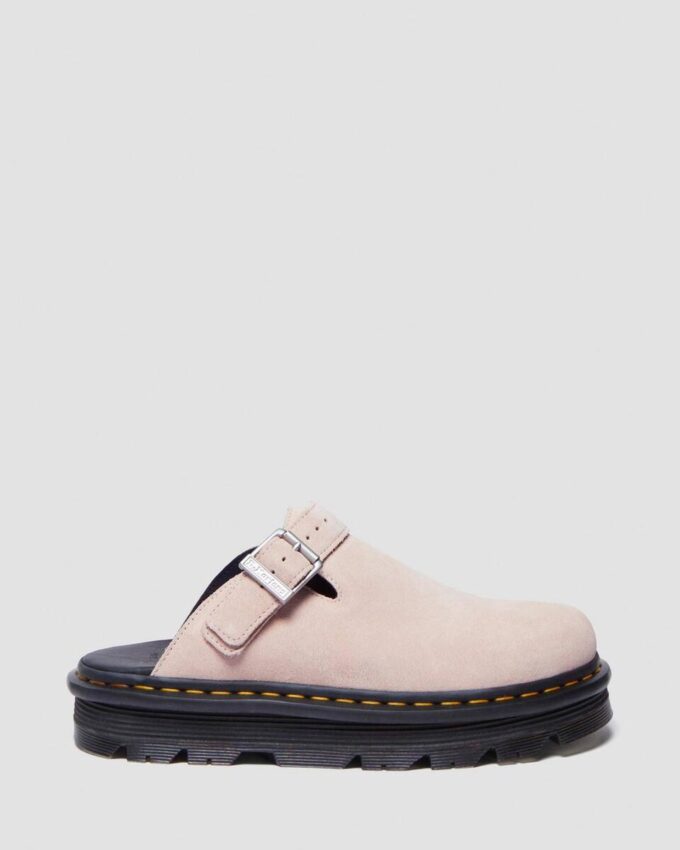 Zebzag Wildleder-Slingback-Platform-Pantoletten