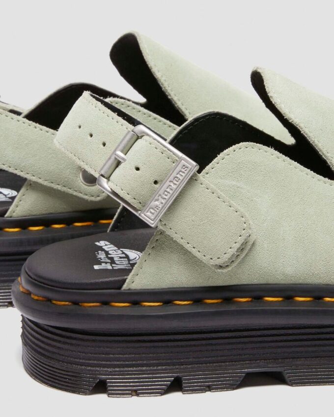 Zebzag Wildleder-Slingback-Platform-Pantoletten