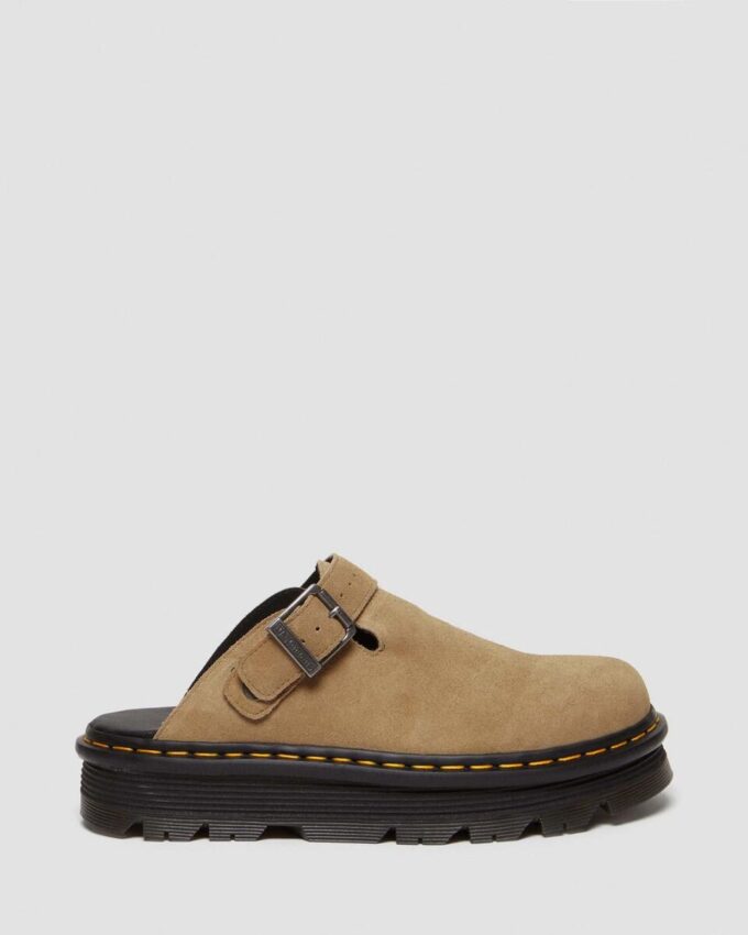 Zebzag Wildleder-Slingback-Platform-Pantoletten